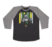 John Deere Grey & Black Raglan Baseball 3/4 Sleeve Tractor-Black-XXXL