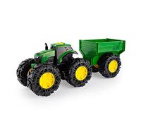 John Deere Kids 736 47353 Tractor de Luces y Sonidos con vagón, Rojo