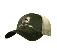John Deere Mens Oilskin Khaki Mesh Back Embroidered Hat