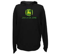 John Deere Men's Trademark Logo Core Hood Pullover Fleece, Black, XX-Large