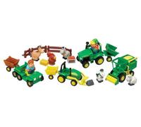 John Deere Preschool 34984 - Diversión en la Granja, Juego Set | Juguetes de tractor, agricultores, animales de granja, heno y valla, juego en interiores y exteriores