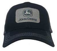 John Deere Silver Patch Mesh Back Trucker Cap-Black/Gray