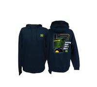 JOHN DEERE Sudadera con capucha azul marino con logotipo vintage para adulto, azul marino, XXL