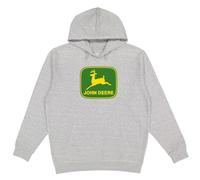 John Deere Sudadera con Capucha, Logotipo de la Marca registrada, Gris con Logotipo Verde y Amarillo, Medium