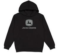 John Deere Sudadera con capucha, logotipo de la marca registrada, negro, gris (Black with Grey Logo), XX-Large