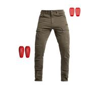 John Doe Pantalones de Moto Defender,Hombre,33/32,Verde Oliva