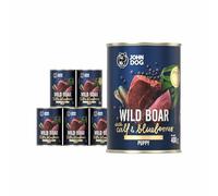 JOHN DOG Comida húmeda para Perros Berry Line Jabalí con Ternera y arándanos, sin Cereales, Comida para Perros con superalimentos y 96% de Carne y despojos, para Cachorros, 6 x 400 g