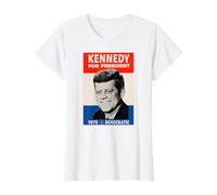 John F. Kennedy vota demócrata Camiseta gráfica económica, Mujer, Blanco, XS