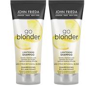 JOHN FRIEDA - Champú Go Blonder 75 ml, Champú Aclarante para Cabellos Rubios, Ilumina y Aclara de Forma Natural, con Cítiricos y Camomila, Todos Tonos de Cabello, Uso Diario (Paquete de 2)