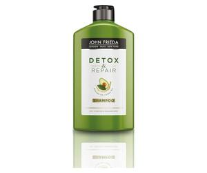John Frieda Champú Reparador Detox ml, Pelo Seco y Dañado, Hidratante, Solido, Nutritivo, Verde, 250 Mililitros