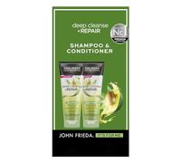 John Frieda Deep Cleanse & Repair Set - Champú, 250 ml & Acondicionador, 250 ml - Tipo de cabello: dañado, dañado, cuidado y regeneración inmediata - con aguacate nutritivo