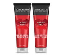 John Frieda Paquete de champú y acondicionador para mejorar el rojo, champú y acondicionador rojo radiante para cabello rojo, ayuda a mejorar los tonos de cabello rojo, con granada y vitamina E