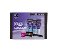 John Frieda Set de rizos de ensueño Varis Frizz Ease - Contenido: champú, 250 ml/acondicionador, 250 ml/crema definitiva para rizos, 150 ml/cepillo Varis Boar Brush - inspirado en estilistas