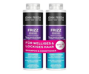 John Frieda Traumlocken - Champú y acondicionador para rizos (1 champú de 500 ml y acondicionador de 500 ml, rellenable, serie Frizz Ease, para cabello rizado y ondulado)