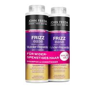 John Frieda Wunder - Set de champú y acondicionador para reparación, contenido: 1 champú de 500 ml y 1 acondicionador de 500 ml, rellenable, serie Frizz Ease, para cabello dañado y rebelde