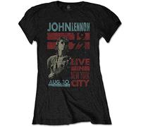 John Lennon Mujer Live In NYC Camiseta Not Applicable, Negro (Black Black), 40 (Talla del Fabricante: Large)