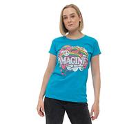 John Lennon Rainbows, Love & Peace Camiseta, Azul (Blue Blue), 38 (Talla del Fabricante: Medium) para Mujer