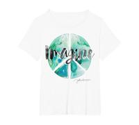 John Lennon - Signo de Paz Camiseta, Mujer Tallas Grandes, Blanco, 1XL Grande