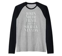 John Muir Trail 211 Millas Ruta de Senderismo mínima de Camiseta Manga Raglan