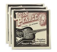 John Pearse Cuerdas para guitarra acústica, bronce fosforoso, cuello español, resofónico, 13-56 (paquete de 3)