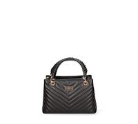 John Richmond Bolso de mano para mujer de piel auténtica 26x18x10 cm JR-W-1107SA-PARENT, Negro y dorado., 26x18x10