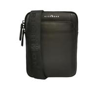 John Richmond Bolso negro de piel con bandolera con logotipo para hombre, Negro , Talla única