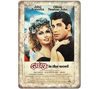 John Trabolta Olivia Newton-John Grease Is The Word - Cartel decorativo de 20 x 30 cm para decoración del hogar, cocina, baño, granja, jardín, garaje, citas inspiradoras para decoración de pared