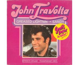 JOHN TRAVOLTA. GREASED LIGHTIN' / SANDY. RARE 1978 13 TRACK IMPORT BLUE VINYL LP (NOT CD)