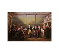 John Trumbull - Póster decorativo para decoración de pared, diseño del general George Washington renunciando a su comisión, obra maestra, lienzo impreso para decoración de hogar, oficina, dormitorio y