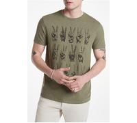 John Varvatos Ss Crew Tee - Peace Hands Dark Moss Talla: S | Camisetas con decoración impresa Outlet | Hombre |