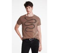 John Varvatos Ss Raw Edge 2 Panel - Snake Bones Mauvewood Talla: S | Camisetas con Decoración Impresa Outlet | Hombre | Blanco