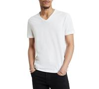 John Varvatos Star USA - Camiseta de Manga Corta para Hombre con Cuello en V con Corte en Bruto - Blanco - Large