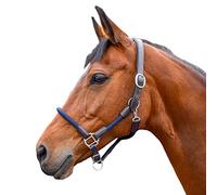 John Whitaker Whitaker Horse Pony Leather and Rope Headcollar, Unisex, Azul Marino, COB