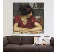 John William Godward "La Carta (Una Doncella Clásica)" Impresiones en lienzo, pintura al óleo, obra de arte, imagen para pared, decoración del hogar (60 x 60 cm)