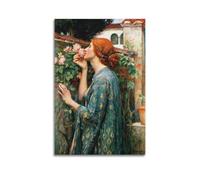 John William Waterhouse - Póster colgante de madera con el alma de una rosa, retrato romántico, decoración de pared genial para sala de estar, bar, pasillo, 50 x 75 cm