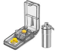 JohnBee Cortador de píldoras para píldoras pequeñas o grandes, el mejor divisor de píldoras múltiples de la historia, diseño en los Estados Unidos, se dobla como una caja de píldoras Cortador de