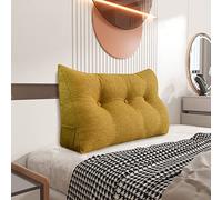 Johnear Cojín de Lino para Libros de Lectura, Gran cojín de Cama, Respaldo Triangular, Cabeza de Cama, cojín Lumbar para Cama de día, sofá (Amarillo, 100 cm)