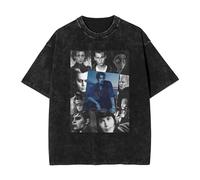 Johnny Actor Depp - Camiseta vintage lavada con cuello redondo y manga corta para hombre y mujer, 5 tallas, Negro, 50