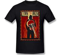 Johnny and Cash Walk The Line Movie Artwork Humor Unisex 100% Cotton Short-Sleeve T-Shirts Black L