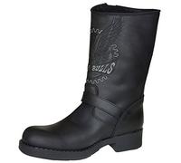 Johnny Bulls Bota Motera de Piel Nobuck y Piso Grueso Tacón de 4,3 CM para Hombre Negro Talla 41