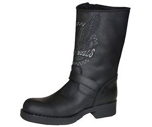 Johnny Bulls Bota Motera de Piel Nobuck y Piso Grueso Tacón de 4,3 CM para Hombre Negro Talla 41