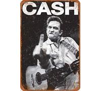 Johnny Cash Angry Young and Poor Cartel Retro de hojalata, Cartel Vintage, Placa, decoración de Pared para Bar, cafetería, jardín, Dormitorio, Oficina, Hotel, 20X30 cm