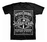 Johnny Cash Camiseta Oficial de Manga Corta Music Rebel - Negro