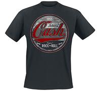 Johnny Cash Original Rock n Roll Red/Grey Hombre Camiseta Negro 100% algodón Regular