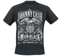 Johnny Cash Outlaw Music Hombre Camiseta Negro M 100% algodón Regular