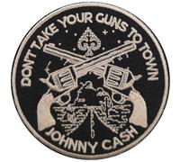 Johnny Cash Patch Dont Take Your Guns Official Woven Sew On, 76 x 76 mm, tamaño accesorio