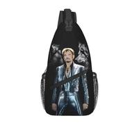Johnny Hallyday - Mochila cruzada para hombre, diseño de cantante francés, música rock, bolsa de hombro personalizada para ciclismo, camping