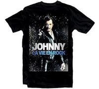 Johnny Hallyday Star Homme Noir Mens T-Shirt Cotton Tops Clothing