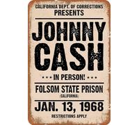 Johnny - Letrero de estaño vintage de 1968 con texto en inglés "Cash in Person Folsom State Prision", placa de metal para bar, club de música, cartel, decoración artística, póster de pared, regalo,