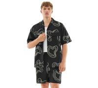Johnny Urban Camisa de Manga Corta Hombre Negro - Spencer - Camisa Oversize con Estampado - Casual Shirt para Verano, Playa, Festivales - 100% Algodón - Ropa Ligera y Deportiva